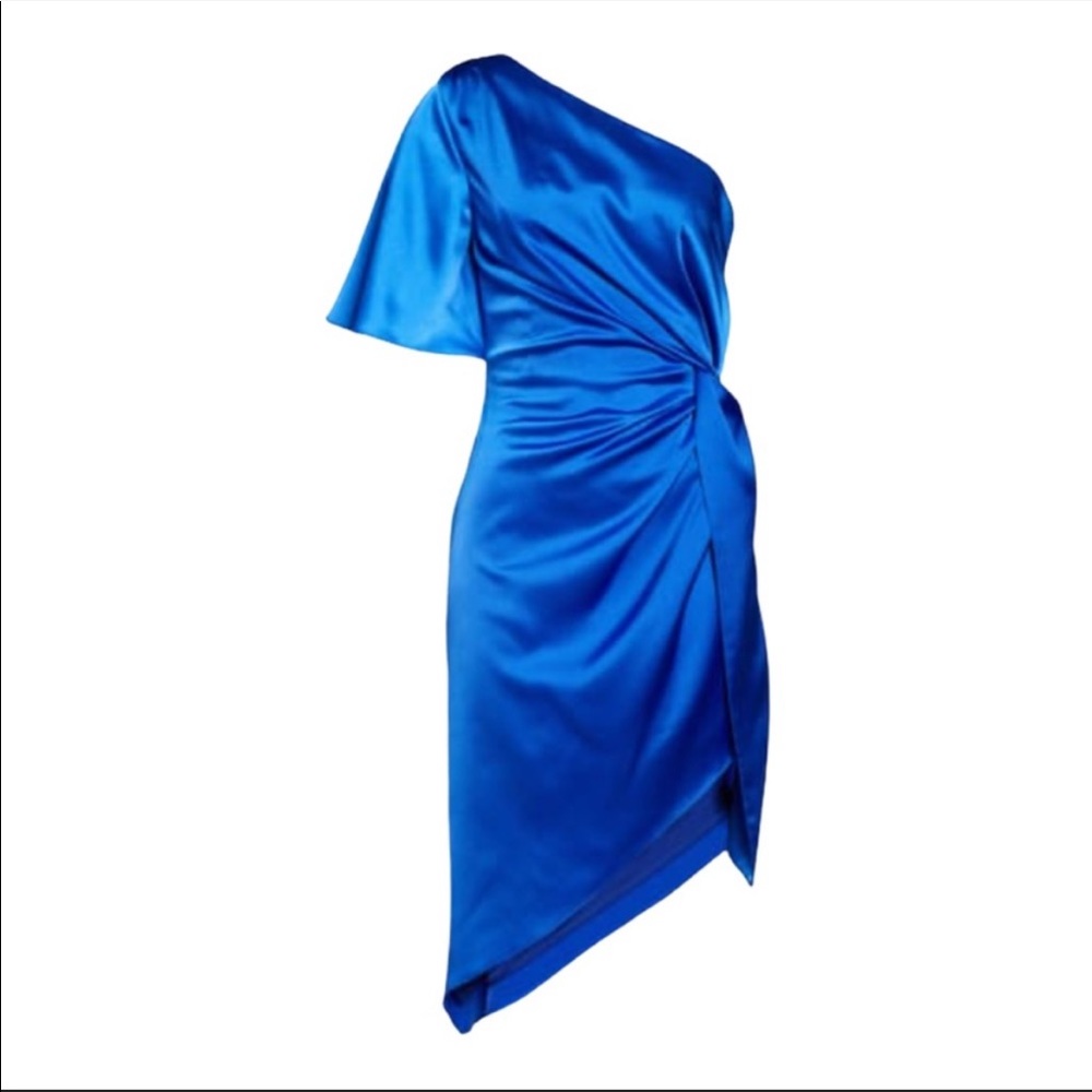 Blue satin Harlyn cocktail tie dress size Small